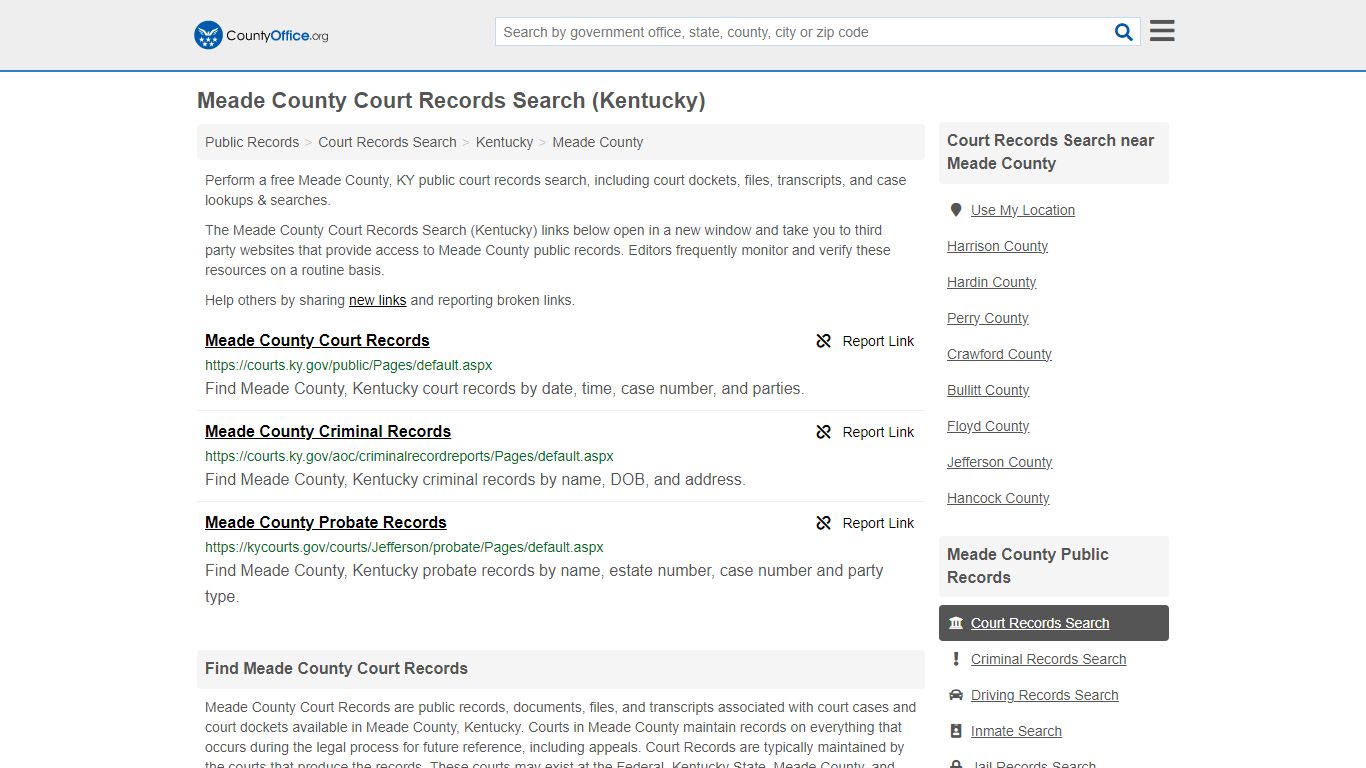 Meade County Court Records Search (Kentucky) - County Office