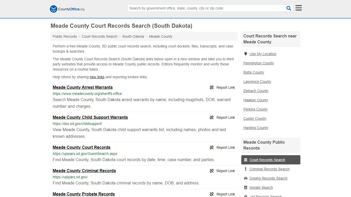 Meade County Court Records Search (South Dakota) - County Office